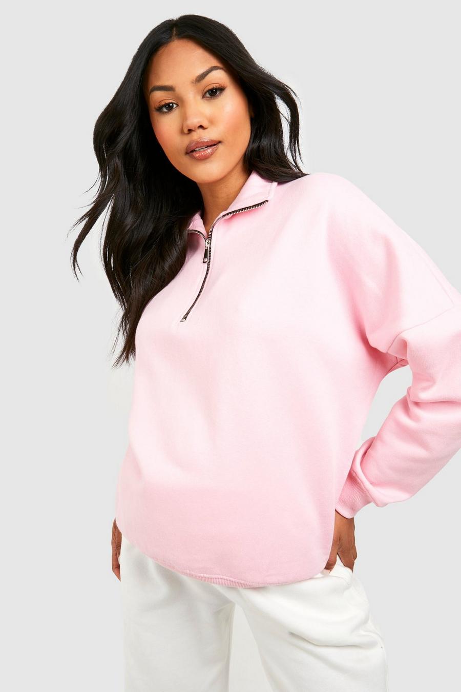 Pale pink Maternity Half Zip Sweatshirt